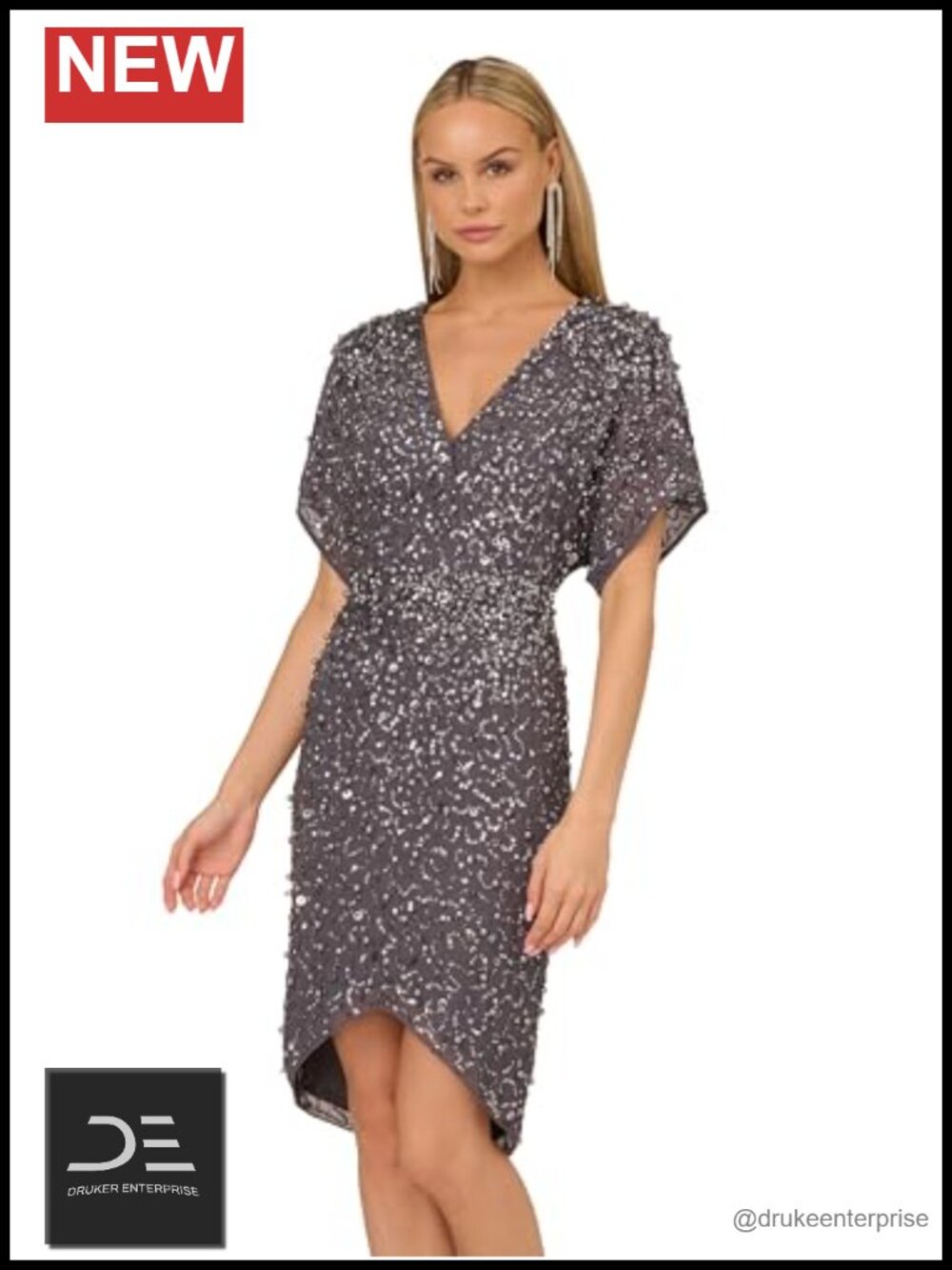 Beaded Dolman Sleeve Dress